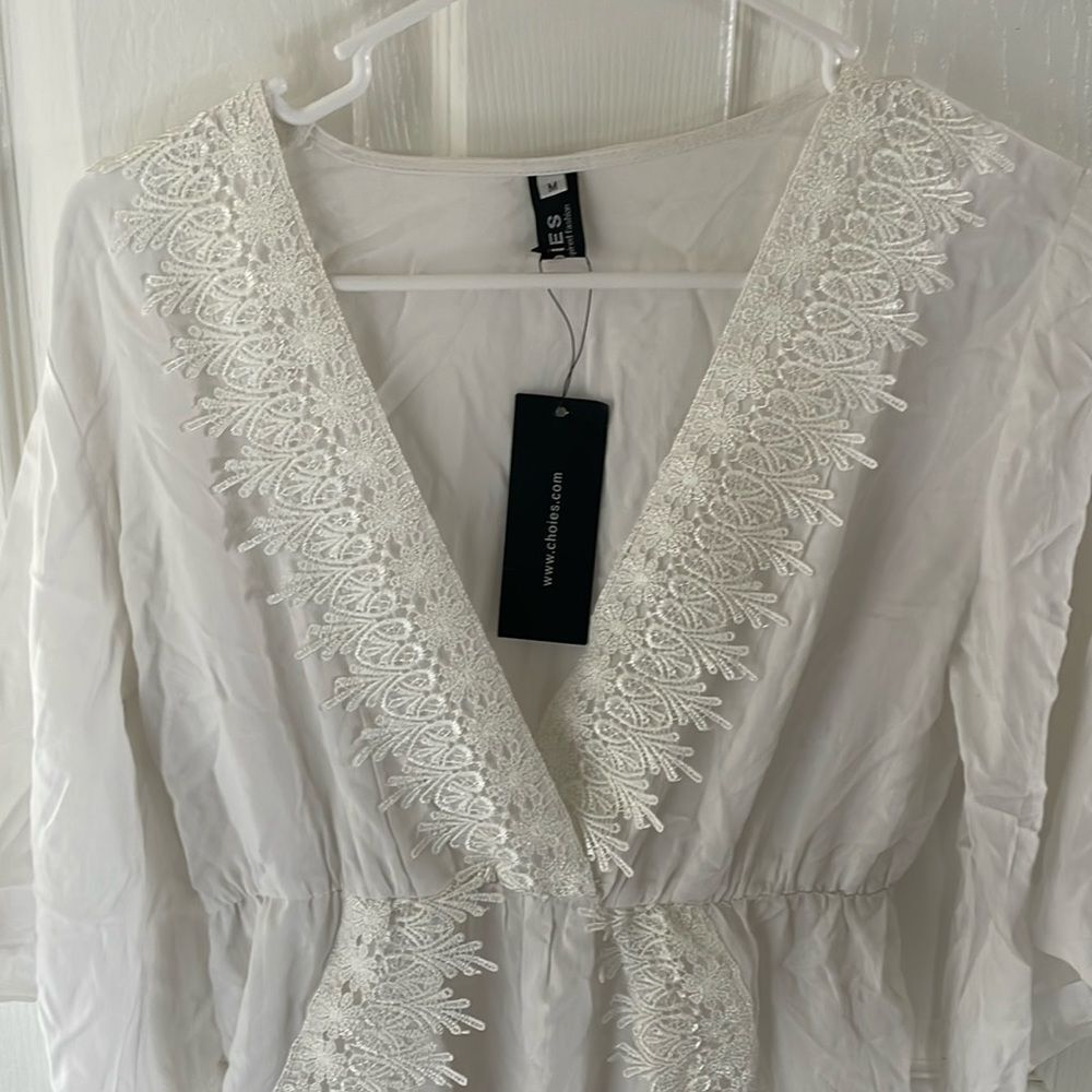 Lace Romper Swimsuit Cover Up/Bride Outfit bridal honeymoon bachelorette size m - Picture 2 of 5